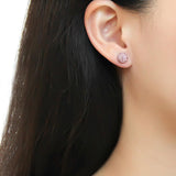 High polished (no plating) Stainless Steel Earrings with Top Grade Crystal  in Light Rose
