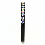 IP Black(Ion Plating) Stainless Steel Ring with Top Grade Crystal  in Aurora Borealis (Rainbow Effect)