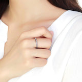 IP Black(Ion Plating) Stainless Steel Ring with Top Grade Crystal  in Aurora Borealis (Rainbow Effect)