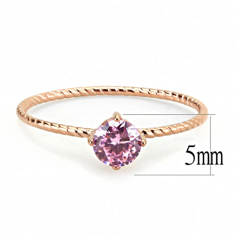 IP Rose Gold(Ion Plating) Stainless Steel Ring with AAA Grade CZ  in Rose
