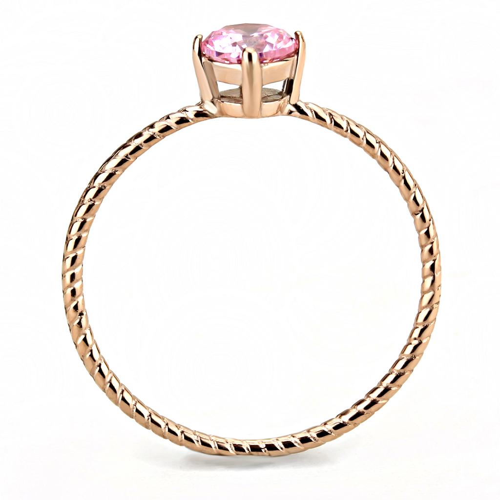 IP Rose Gold(Ion Plating) Stainless Steel Ring with AAA Grade CZ  in Rose