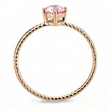 IP Rose Gold(Ion Plating) Stainless Steel Ring with AAA Grade CZ  in Rose