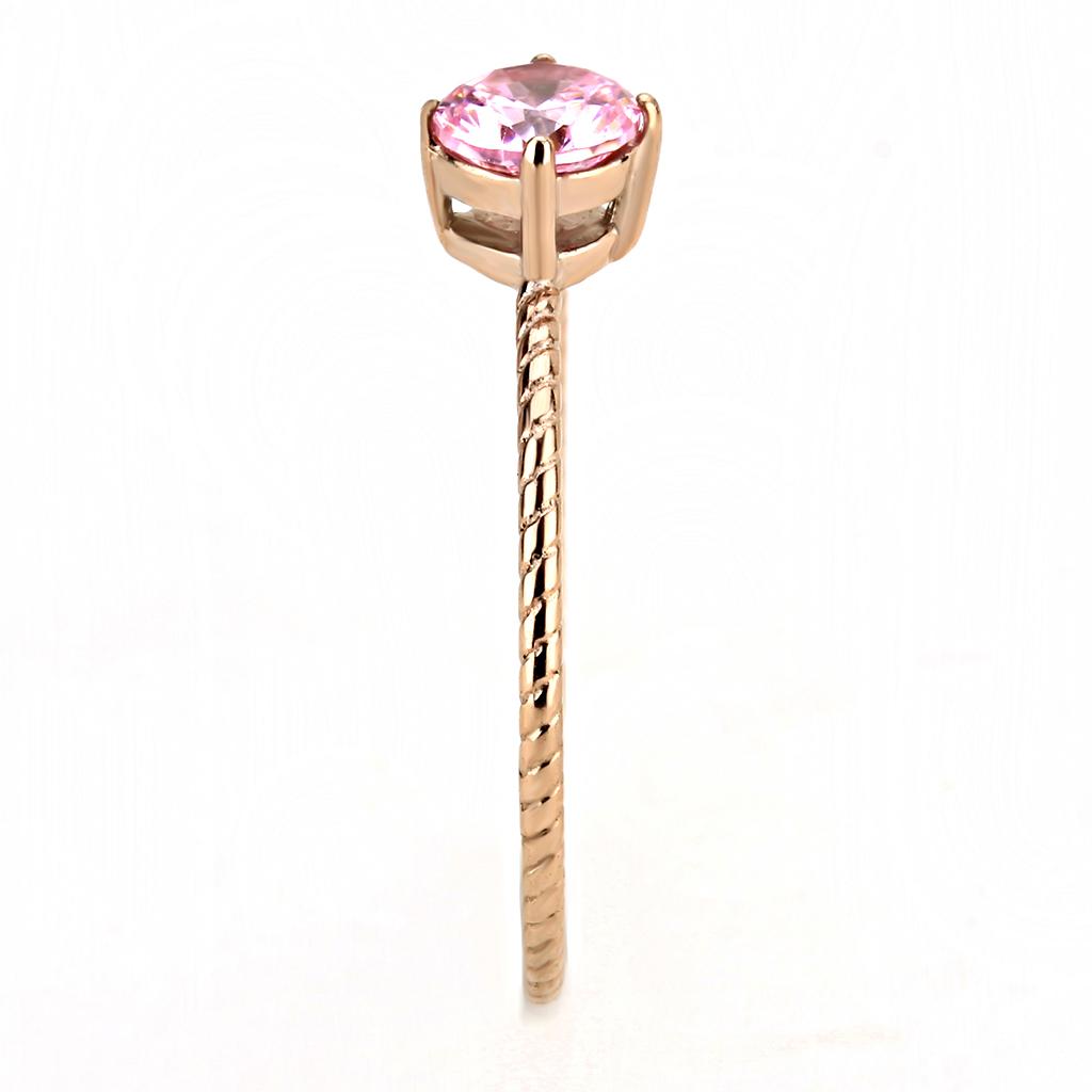 IP Rose Gold(Ion Plating) Stainless Steel Ring with AAA Grade CZ  in Rose