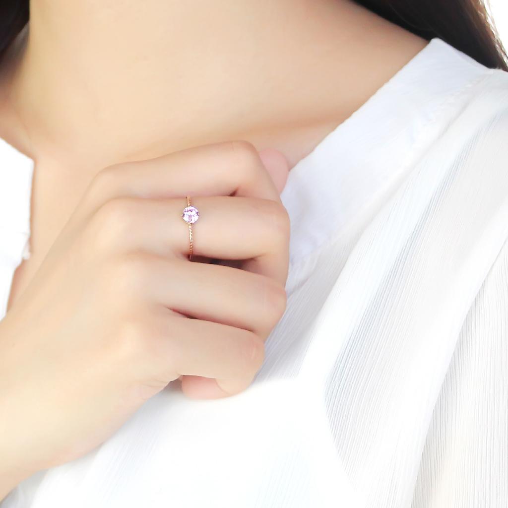 IP Rose Gold(Ion Plating) Stainless Steel Ring with AAA Grade CZ  in Rose