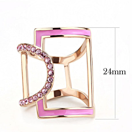 IP Rose Gold(Ion Plating) Stainless Steel Ring with Top Grade Crystal  in Light Rose
