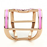 IP Rose Gold(Ion Plating) Stainless Steel Ring with Top Grade Crystal  in Light Rose