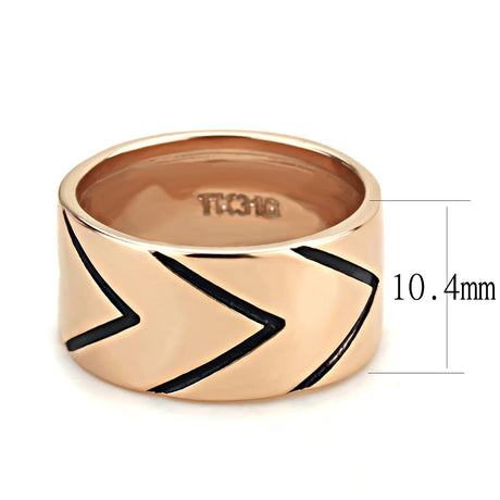 IP Rose Gold(Ion Plating) Stainless Steel Ring with Epoxy  in Jet