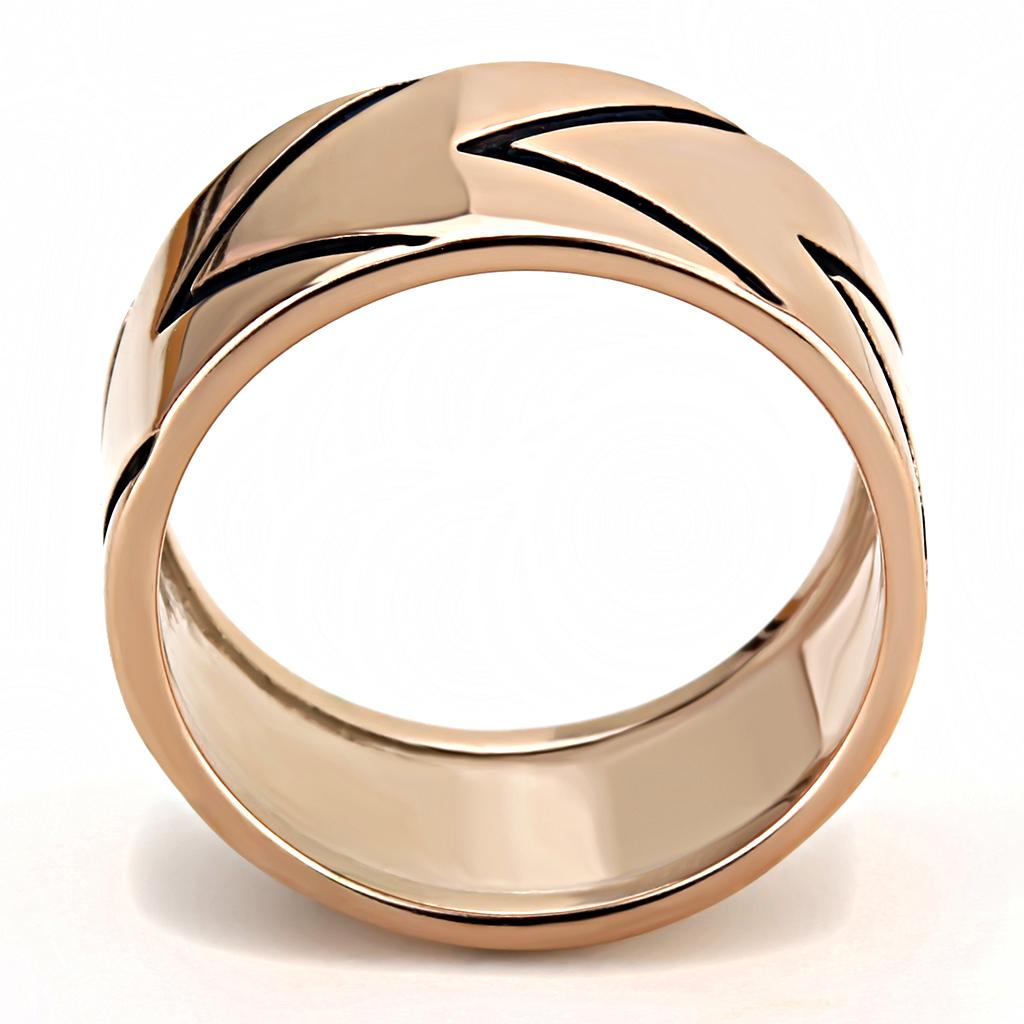 IP Rose Gold(Ion Plating) Stainless Steel Ring with Epoxy  in Jet