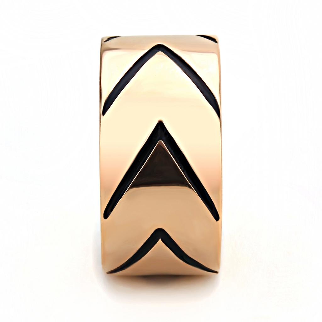 IP Rose Gold(Ion Plating) Stainless Steel Ring with Epoxy  in Jet