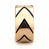 IP Rose Gold(Ion Plating) Stainless Steel Ring with Epoxy  in Jet