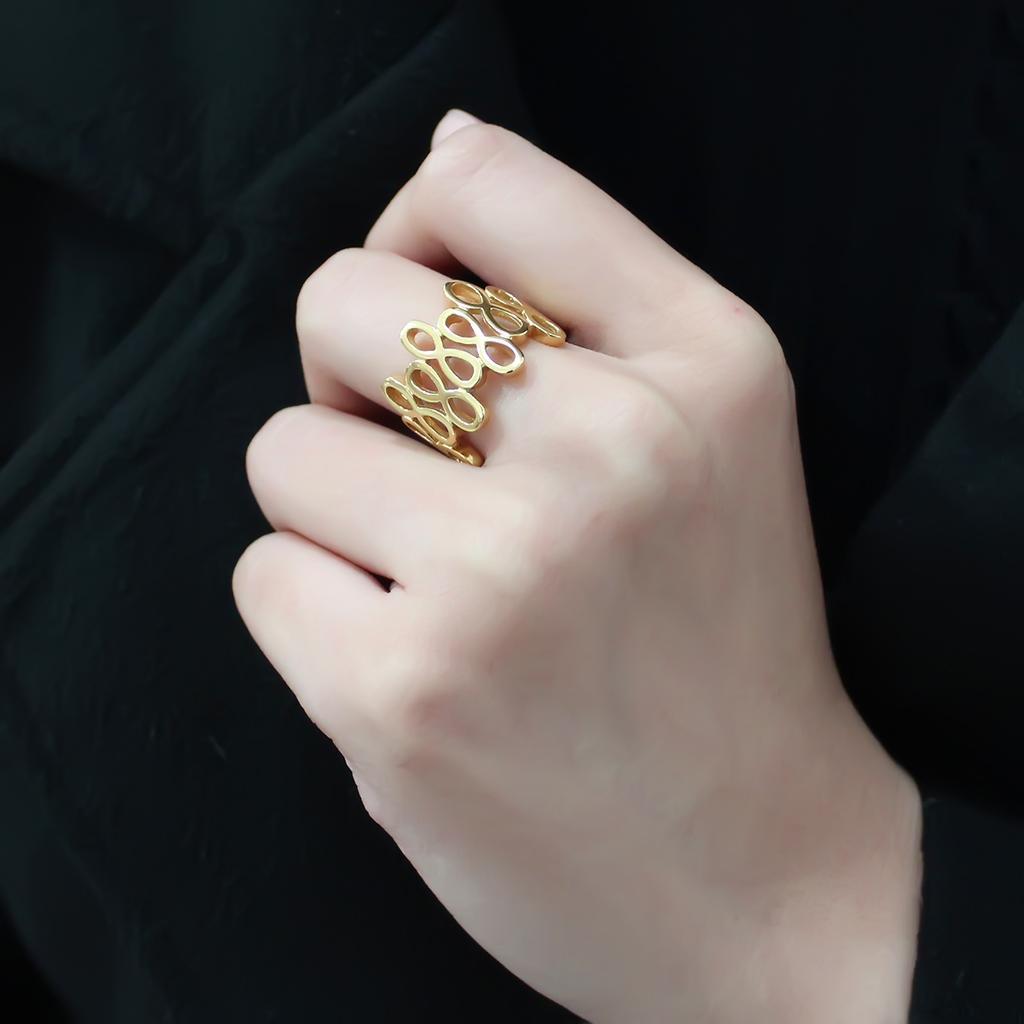 IP Gold(Ion Plating) Stainless Steel Ring with No Stone