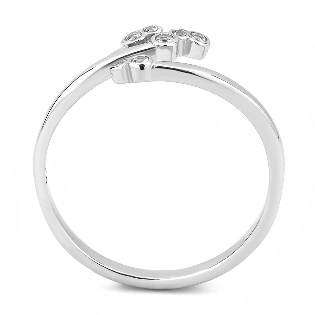 No Plating Stainless Steel Ring with AAA Grade CZ  in Clear