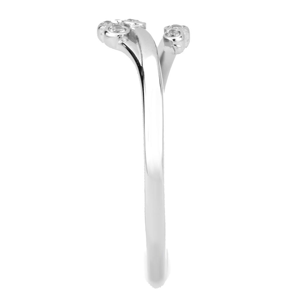 No Plating Stainless Steel Ring with AAA Grade CZ  in Clear