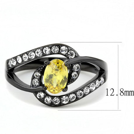 IP Black(Ion Plating) Stainless Steel Ring with AAA Grade CZ  in Topaz