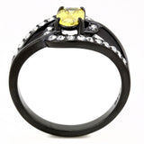 IP Black(Ion Plating) Stainless Steel Ring with AAA Grade CZ  in Topaz