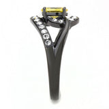 IP Black(Ion Plating) Stainless Steel Ring with AAA Grade CZ  in Topaz