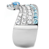 No Plating Stainless Steel Ring with AAA Grade CZ  in Sea Blue