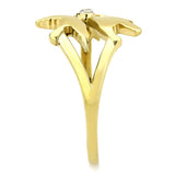 IP Gold(Ion Plating) Stainless Steel Ring with AAA Grade CZ  in Clear