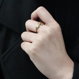 IP Gold(Ion Plating) Stainless Steel Ring with AAA Grade CZ  in Clear