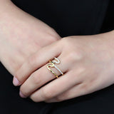 IP Gold(Ion Plating) Stainless Steel Ring with Top Grade Crystal  in Clear