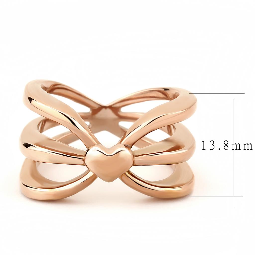 IP Rose Gold(Ion Plating) Stainless Steel Ring with No Stone