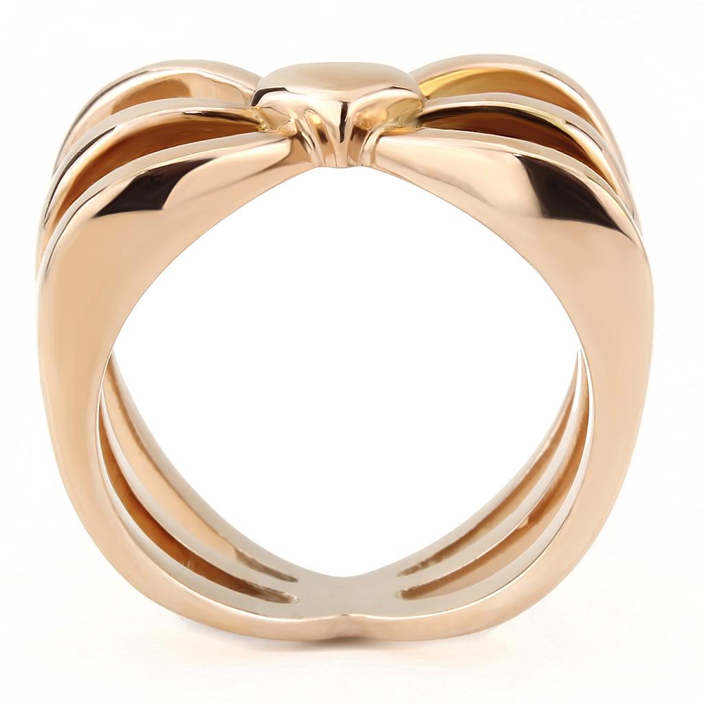 IP Rose Gold(Ion Plating) Stainless Steel Ring with No Stone
