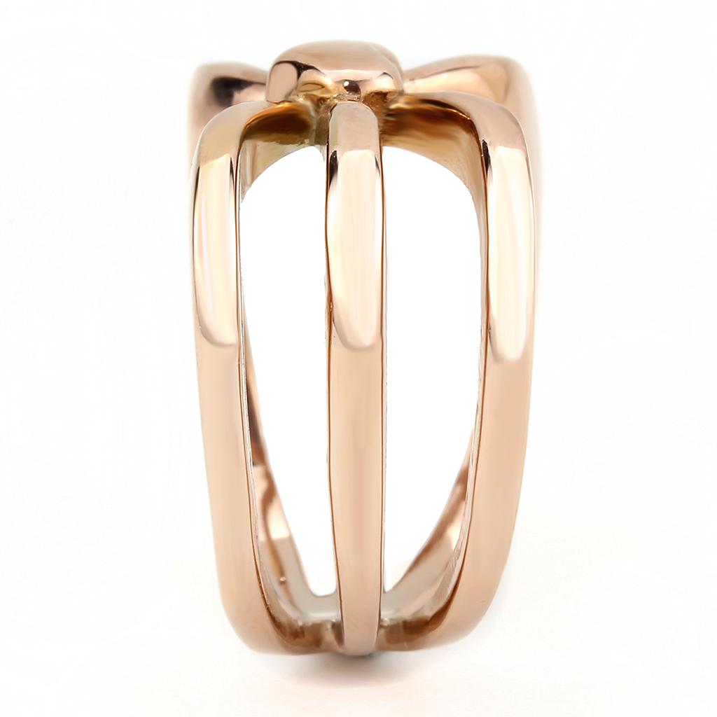 IP Rose Gold(Ion Plating) Stainless Steel Ring with No Stone