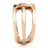 IP Rose Gold(Ion Plating) Stainless Steel Ring with No Stone