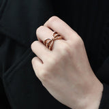 IP Rose Gold(Ion Plating) Stainless Steel Ring with No Stone