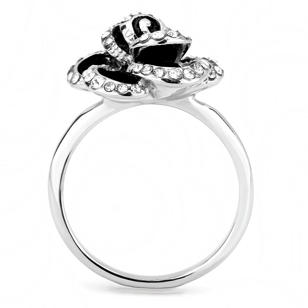 No Plating Stainless Steel Ring with Top Grade Crystal  in Clear