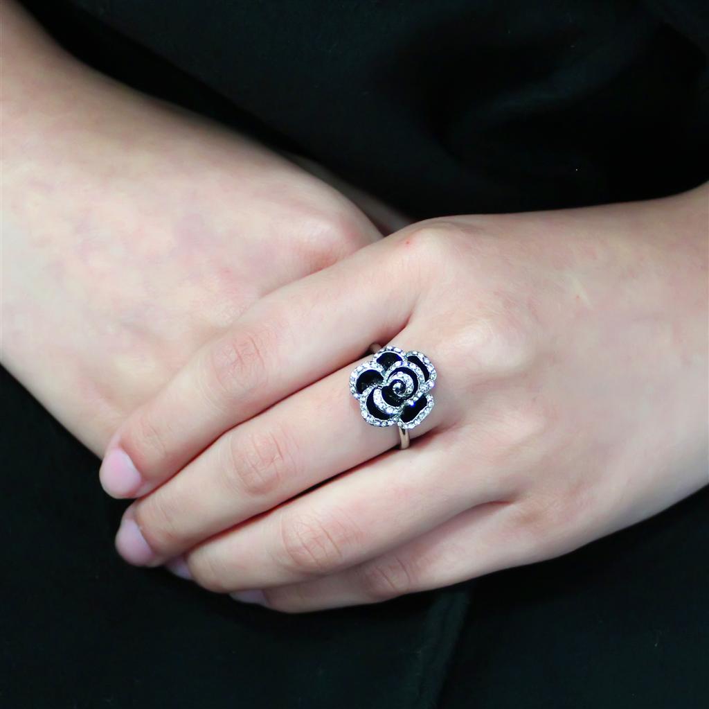 No Plating Stainless Steel Ring with Top Grade Crystal  in Clear