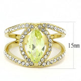 IP Gold(Ion Plating) Stainless Steel Ring with AAA Grade CZ  in Apple Green color