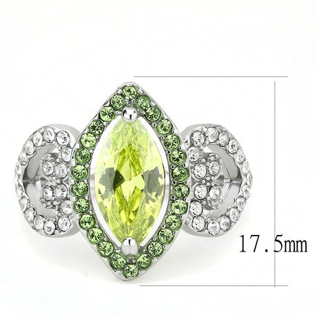 No Plating Stainless Steel Ring with AAA Grade CZ  in Apple Green color