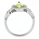 No Plating Stainless Steel Ring with AAA Grade CZ  in Apple Green color