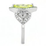 No Plating Stainless Steel Ring with AAA Grade CZ  in Apple Green color