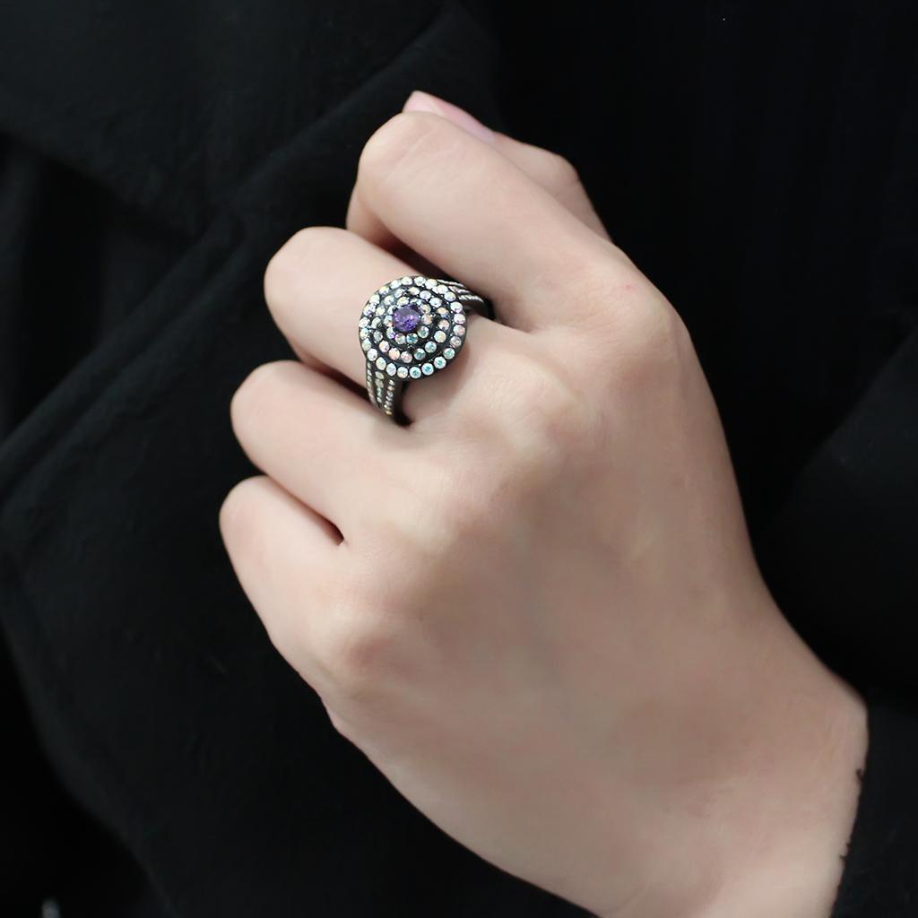 IP Black(Ion Plating) Stainless Steel Ring with Assorted  in Multi Color