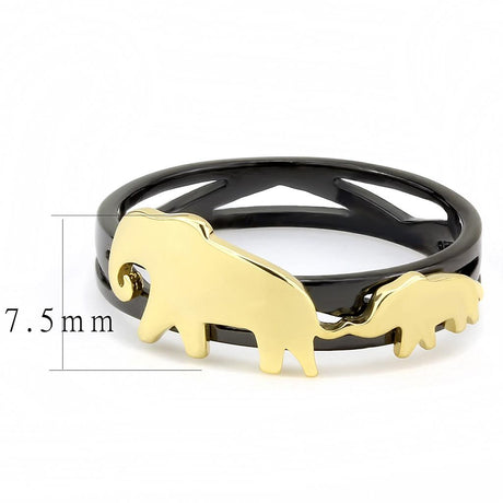 IP Gold+ IP Black (Ion Plating) Stainless Steel Ring with No Stone