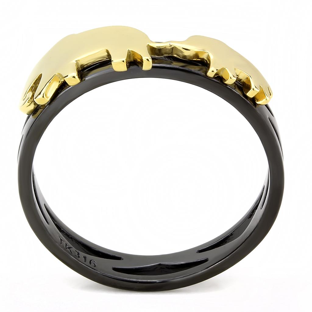 IP Gold+ IP Black (Ion Plating) Stainless Steel Ring with No Stone