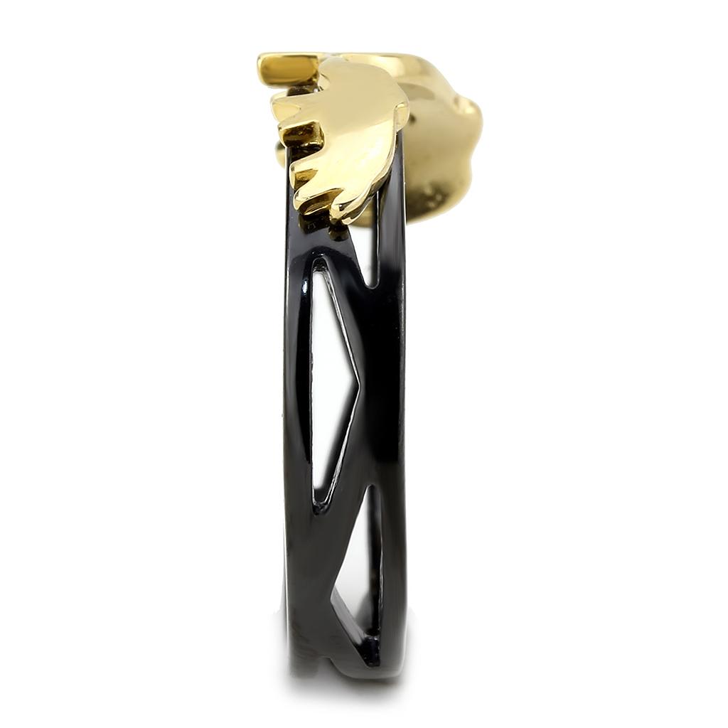 IP Gold+ IP Black (Ion Plating) Stainless Steel Ring with No Stone