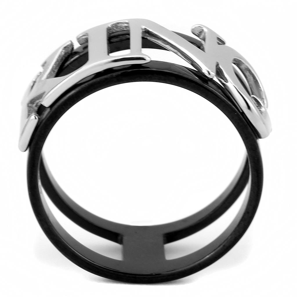 Two-Tone IP Black (Ion Plating) Stainless Steel Ring with No Stone