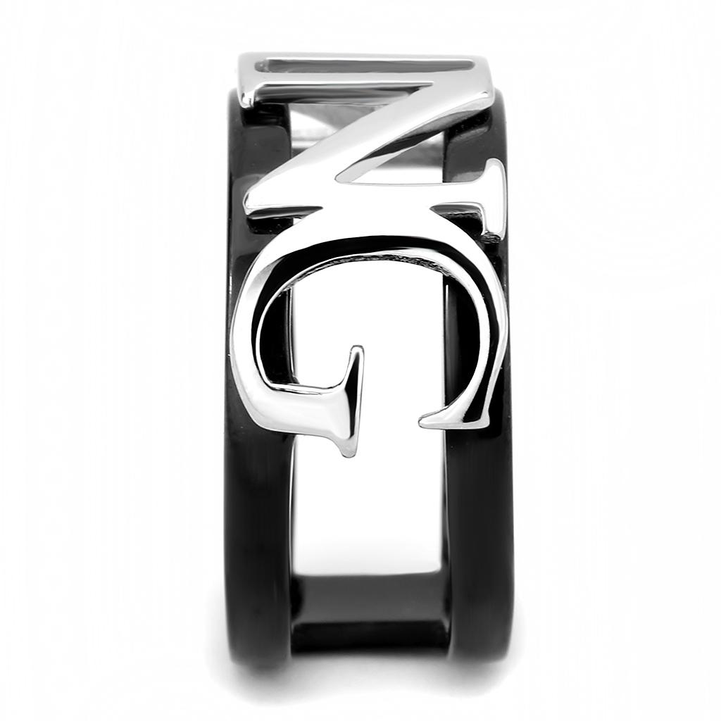 Two-Tone IP Black (Ion Plating) Stainless Steel Ring with No Stone