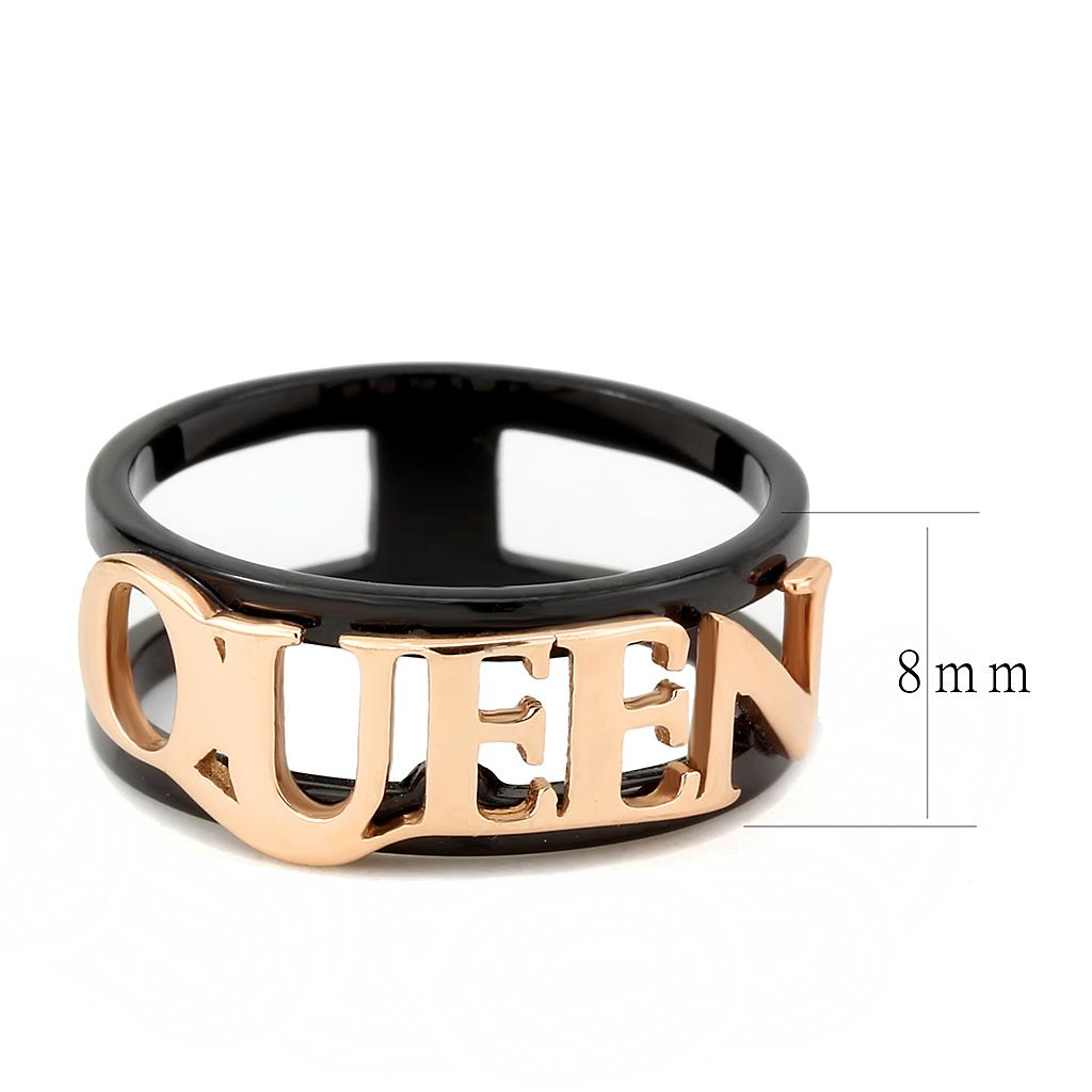 IP Rose Gold+ IP Black (Ion Plating) Stainless Steel Ring with No Stone