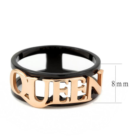 IP Rose Gold+ IP Black (Ion Plating) Stainless Steel Ring with No Stone