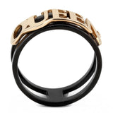 IP Rose Gold+ IP Black (Ion Plating) Stainless Steel Ring with No Stone