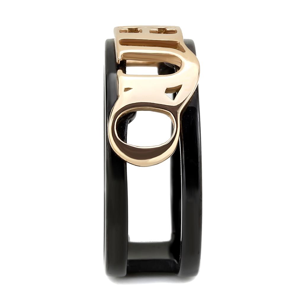 IP Rose Gold+ IP Black (Ion Plating) Stainless Steel Ring with No Stone