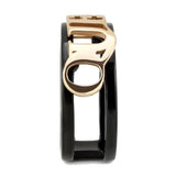 IP Rose Gold+ IP Black (Ion Plating) Stainless Steel Ring with No Stone