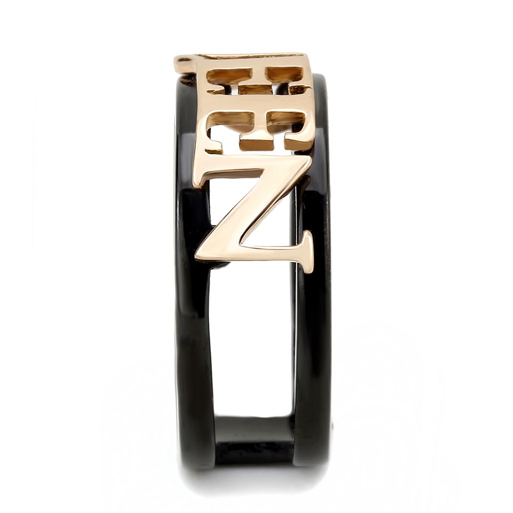 IP Rose Gold+ IP Black (Ion Plating) Stainless Steel Ring with No Stone