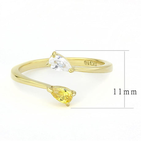IP Gold(Ion Plating) Stainless Steel Ring with AAA Grade CZ  in Topaz