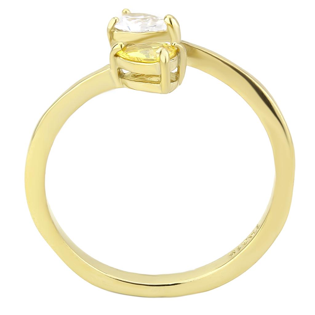 IP Gold(Ion Plating) Stainless Steel Ring with AAA Grade CZ  in Topaz