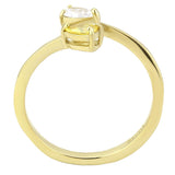 IP Gold(Ion Plating) Stainless Steel Ring with AAA Grade CZ  in Topaz